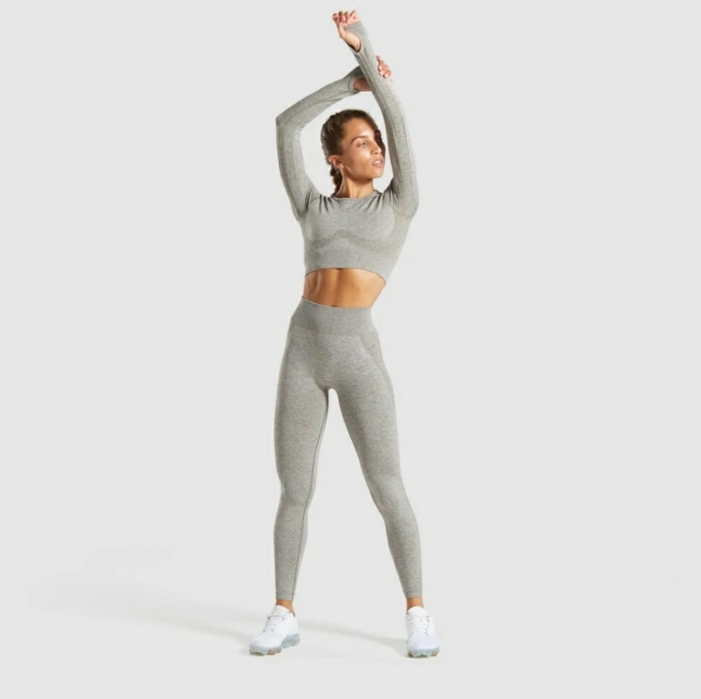 Gymshark Flex High Wasted Set in Khaki  - Medium - Leggings, Crop, Cycle Shorts